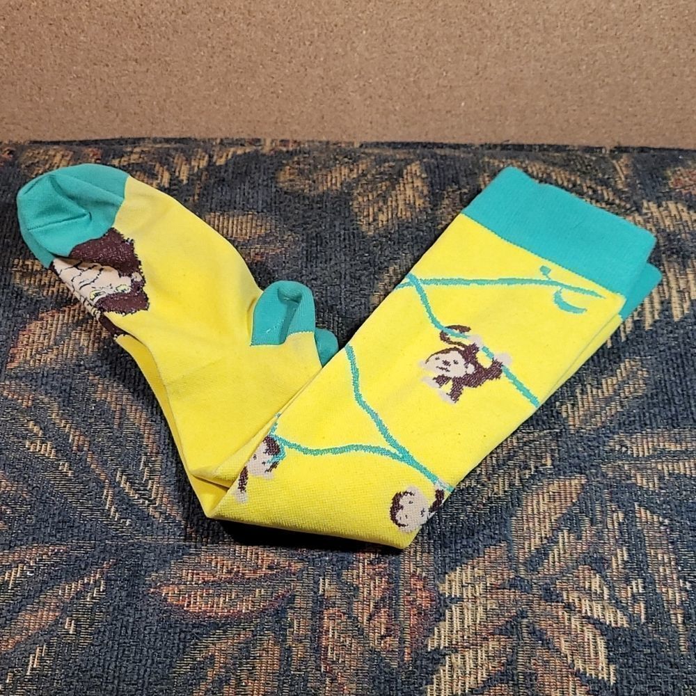 Yellow, Green, and Brown Monkey Compression Socks- Size S/M